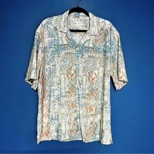 Zara Printed Shirt Men's Size XL Aztec Pastel Indie Short Sleeve Button Front